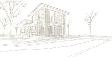 Photo for Architecture townhouse sketch, 3D illustration - Royalty Free Image