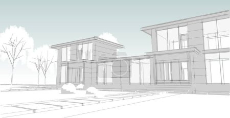 Photo for Architecture townhouse sketch, 3D illustration - Royalty Free Image