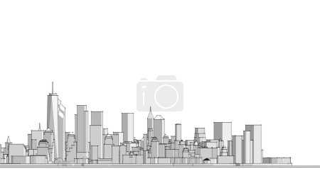 Photo for Modern city panorama, 3d illustration - Royalty Free Image