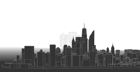Téléchargez les photos : Modern city panorama, 3d illustration - en image libre de droit