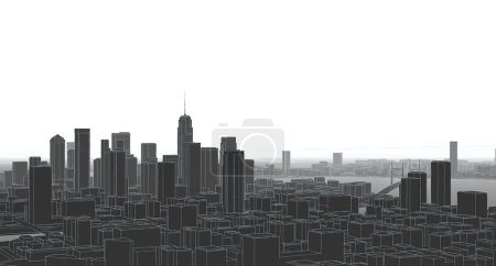 Téléchargez les photos : Modern city panorama, 3d illustration - en image libre de droit