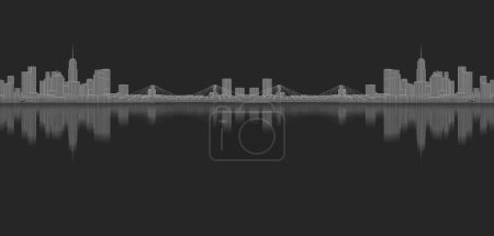 Photo for Modern city panorama, 3d illustration - Royalty Free Image