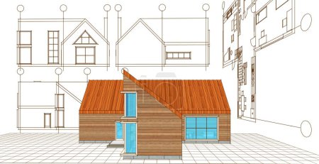 Foto de Casa proyecto arquitectónico boceto 3d ilustración - Imagen libre de derechos