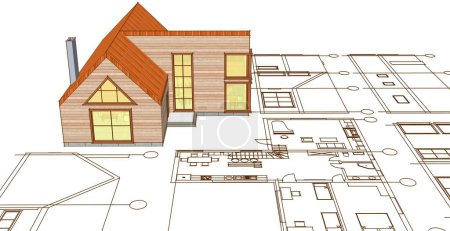 Foto de Casa proyecto arquitectónico boceto 3d ilustración - Imagen libre de derechos