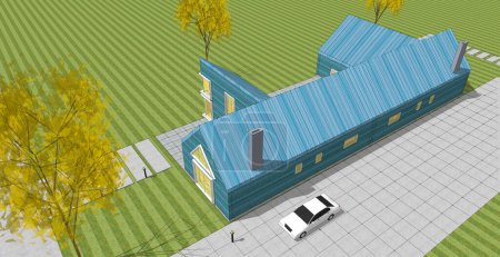 Photo for Residential architecture cottage 3D illustration - Royalty Free Image