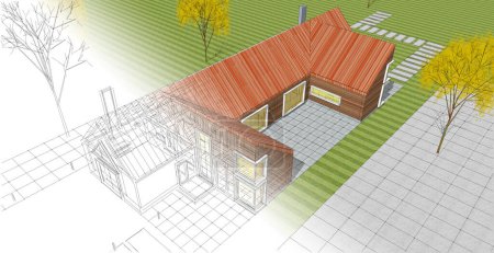 Photo for Residential architecture cottage 3D illustration - Royalty Free Image
