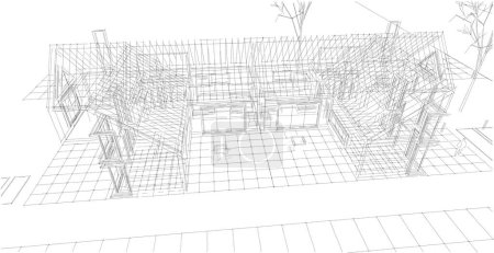 Photo for Architecture sketch of a house 3d illustration - Royalty Free Image