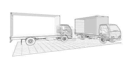 Téléchargez les photos : Croquis de camion illustration de symbole 3d - en image libre de droit