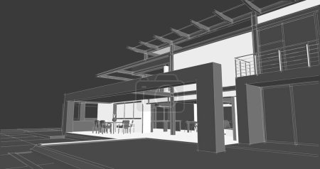 Photo for Modern house architectural sketch - Royalty Free Image