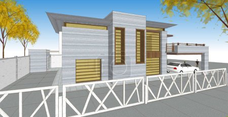 Photo for House architectural sketch 3d illustration - Royalty Free Image