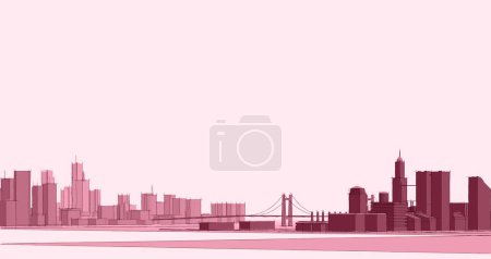 Téléchargez les photos : Panorama de la ville avec des gratte-ciel, rendu 3d - en image libre de droit