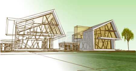 Téléchargez les photos : Townhouse concept architectural rendu 3d - en image libre de droit