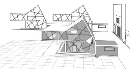 Photo for House architectural project sketch 3d - Royalty Free Image