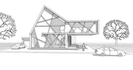 Foto de Casa adosada concepto arquitectónico 3d rendering - Imagen libre de derechos