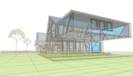 Téléchargez les photos : Townhouse concept architectural rendu 3d - en image libre de droit