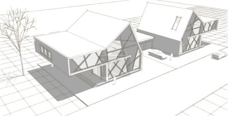 Foto de Casa adosada concepto arquitectónico 3d rendering - Imagen libre de derechos
