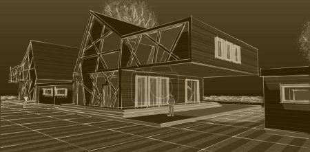 Foto de Arquitectura residencial moderna 3d rendering - Imagen libre de derechos