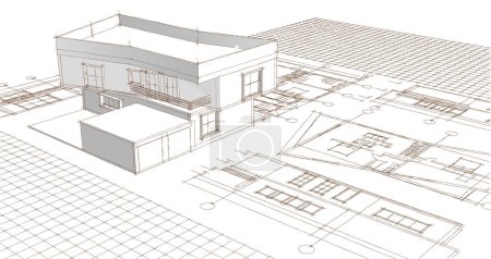Foto de Arquitectura residencial de la casa. renderizado 3d - Imagen libre de derechos