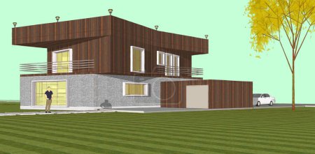 Photo for Modern house architecture. 3d illustration - Royalty Free Image