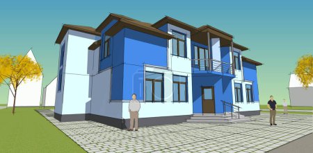 Photo for Modern house architecture. 3d illustration - Royalty Free Image