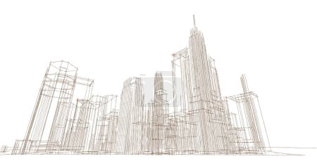 Téléchargez les photos : Architecture abstraite ville illustration 3D - en image libre de droit