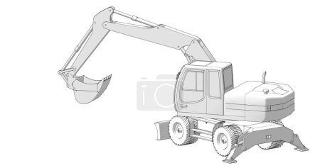 Photo for Excavator machine technology 3d illustration - Royalty Free Image