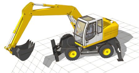Téléchargez les photos : Technologie de la machine excavatrice illustration 3D - en image libre de droit