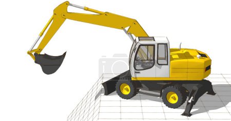 Photo for Excavator machine technology 3d illustration - Royalty Free Image