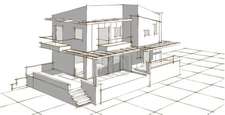 Foto de Concepto de arquitectura casa 3d ilustración - Imagen libre de derechos