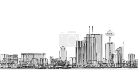 Photo for Modern architecture city 3d illustration - Royalty Free Image
