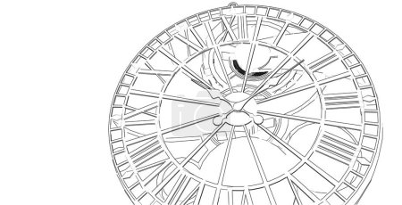 Téléchargez les photos : Horloge, mécanisme, croquis, illustration 3d - en image libre de droit