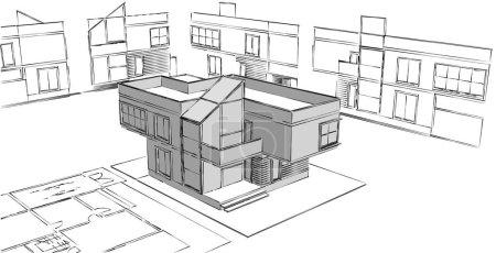 Téléchargez les photos : Maison ou maison 3d illustration modèle concept arrière-plan - en image libre de droit