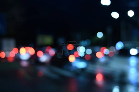 Photo for City night traffic with car lights, defocused background - Royalty Free Image