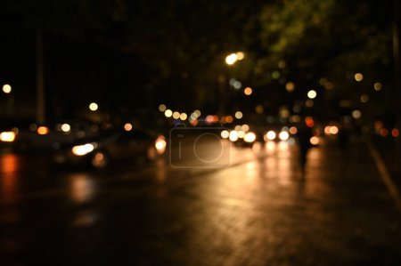 Photo for City night traffic with car lights, defocused background - Royalty Free Image
