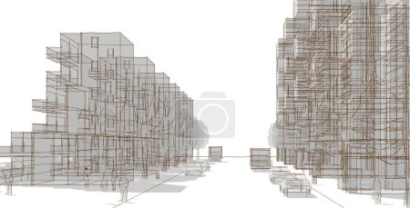 Foto de Ciudad abstracta arquitectura modular 3d rendering - Imagen libre de derechos