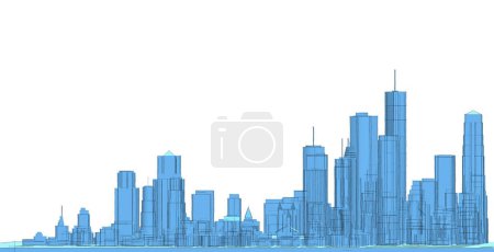 Téléchargez les photos : Abstrait paysage urbain ville illustration 3d - en image libre de droit
