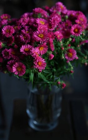 Téléchargez les photos : Chrysanthèmes sur une table dans un café - en image libre de droit