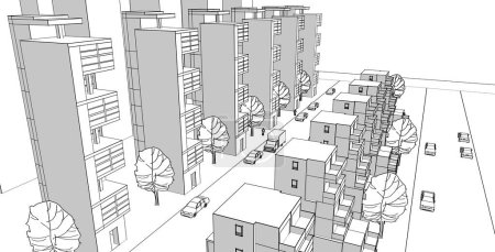 Téléchargez les photos : City abstract architecture modulaire rendu 3D - en image libre de droit