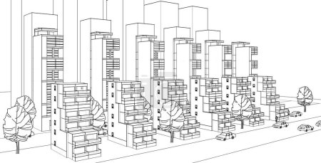 Foto de Ciudad abstracta arquitectura modular 3d rendering - Imagen libre de derechos