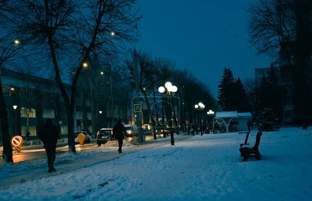 Photo for Winter in old city,  snow covered street - Royalty Free Image