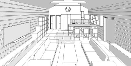 Photo for House interior. Sketch. 3d rendering - Royalty Free Image