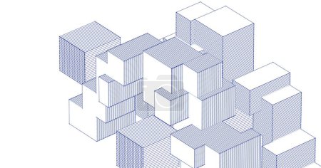 Foto de Arquitectura modular abstracta 3d ilustración - Imagen libre de derechos