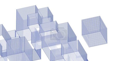 Foto de Arquitectura modular abstracta 3d ilustración - Imagen libre de derechos