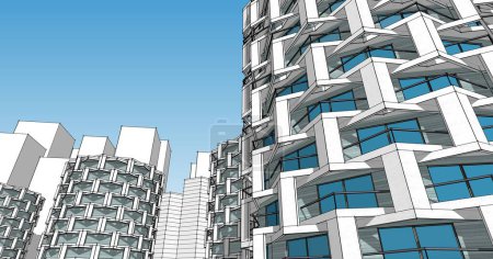 arquitectura moderna de la ciudad, ilustración 3d