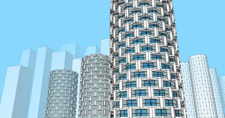 Téléchargez les photos : Architecture de ville moderne, illustration 3D - en image libre de droit