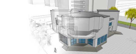 Photo for City modern architecture sketch 3d illustration - Royalty Free Image