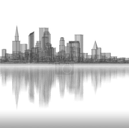 Photo for Modern city panorama 3d illustration - Royalty Free Image