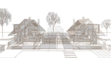 Photo for Townhouses sketch concept 3d illustration - Royalty Free Image