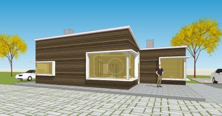 Photo for Townhouses sketch concept 3d illustration - Royalty Free Image