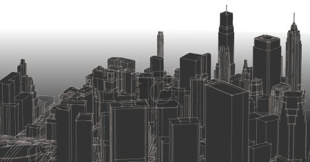 abstract urban cityscape city 3d illustration